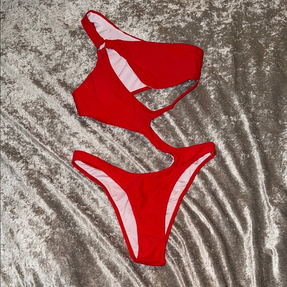 Red Cutout One-Piece Swimsuit